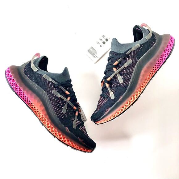 NWT Adidas 4D Fusio Black Orange Pink Sneakers Men’s 5.5 Shoes - Picture 1 of 6